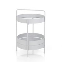 mesa de centro con 2 estantes de acero blanco cm al605 x o40