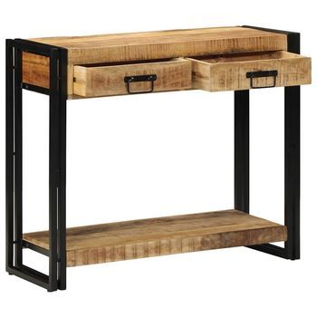Mesa Consola Marrón 90 X 33 X 75 Cm Madera De Mango Maciza Vidaxl