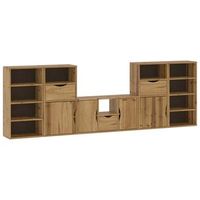 muebles de tv 5 uds  mueble de salon  mesa de tv con almacenaje odda madera maciza pino