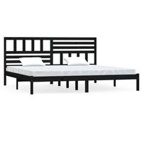 estructura de cama de madera maciza de pino negra 200x200 cm