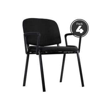 Pack 4 Sillas Ofis Con Brazos De Tela 78*47*43 Cm - Negro