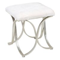 banqueta de metal plateado tapizada 41x41x47