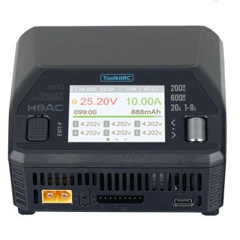 ToolkitRC M8AC AC 200W DC 600W 65W IPS pantalla LCD de 2.4 pulgadas cargado para baterías LiPo LiHV LiFe Lilon LTO de 1-