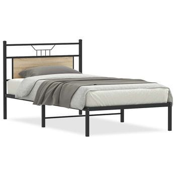 Cama Individual | Cama Para Adultos | Estructura De Cama Sin Colchón 107x203 Cm Madera Roble Sonoma