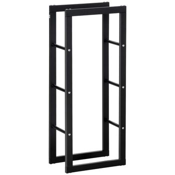 Soporte para leña 40x25x100 cm negro