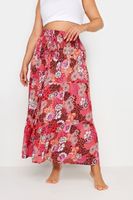 yours falda playera larga rosa de flores mujer curvy y tallas grandes yours