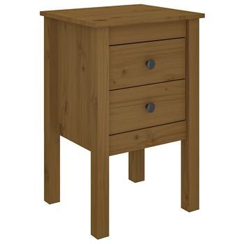 Mesita De Noche, Mesilla Madera Maciza De Pino Marrón Miel 40x35x61,5 Cm