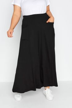 Falda Negra Larga Con Bolsillos, Mujer Curvy Y Tallas Grandes, Yours
