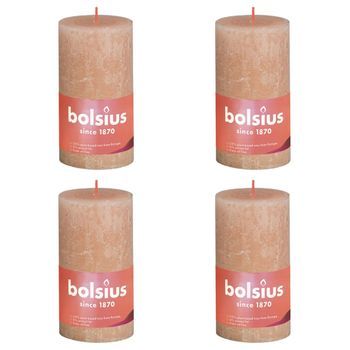 Velas Rústicas Shine 4 Unidades Rosa Brumoso 130x68 Mm Bolsius