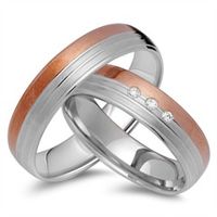 alianzas 18 quilates oro rojo-blanco 3 diamantes
