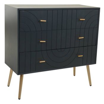 Cómoda de madera y metal gris oscuro 80x37x78