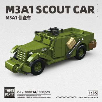 Bloques de Construcción de Modelo de Vehículo de Reconocimiento M3A1, 300 Piezas, Vehículo Militar de Reconocimiento, Ladrillos DIY, Juguete Coleccionable para Adultos