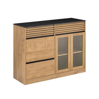Sobuy Fsb99-n Aparador De Cocina Blanco Con 1 Panel Perforado, 3 Cajones Y 3 Puertas - Organización Moderna