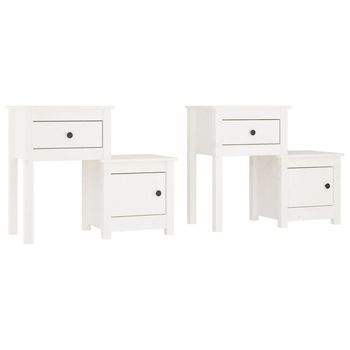 Mesitas De Noche 2 Uds Madera De Pino Blanco 79,5x38x65,5 Cm Vidaxl