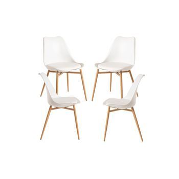 Pack 4 Sillas Raler De Polipiel 82*49*43 Cm - Blanco