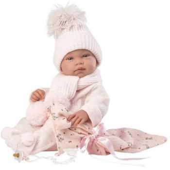 Muñeca Bebé Recién Nacida Tina Toquilla Bambi Rosa Newborn - Cuerpo De Vinyl