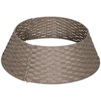 homcom falda para arbol de navidad rustico diseno tejido cubre pie para arbol de navidad para fiestas o68x22 cm cafe   aosom espana