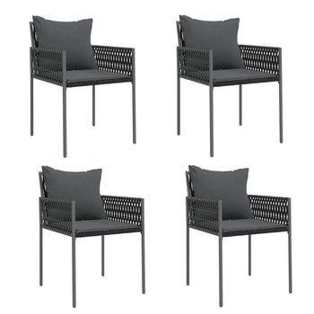 4 Uds Sillas Jardín | Silla De Exterior | Sillon Jardín Y Cojines Ratán Sintético Negro 54x61x83 Cm