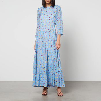 Rixo Kristen Printed Crepe Midi Dress - UK 10