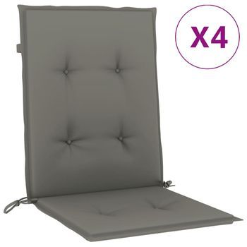 Cojines Para Silla Respaldo Bajo 4 Ud Tela Gris Oscuro Melange Vidaxl