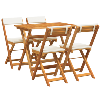 Juego De Bistro Plegable De 5 Uds Con Cojines De Madera Sólida De Acacia Cfw305346