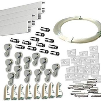 Pack Basic Rm De 12 Metros Guías De Aluminio (blanco O Plata Mate) Con 12 Colgadores Nylon Para Colgar Cuadros…