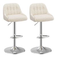 set de 2 taburetes de bar smartue giratorios tela acolchada 480x490x1090 cm - beige