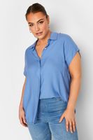 yours camisa azul de manga sisa  mujer curvy y tallas grandes yours