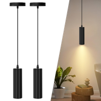 aigostar lampara de techo negra moderno gu10 lampara colgante cilindrica de 20 cm lampara colgante de techo foco metal tubo pack 2 uds no incluye bombilla