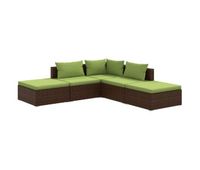 set muebles de jardin 5 piezas y cojines ratan sintetico marron