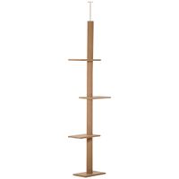 pawhut torre rascadora ajustable de suelo a techo para gatos en marron claro y beige 43x27x228-260 cm   aosom espana