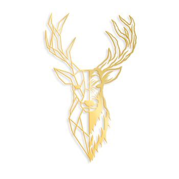 Decoración Pared De Metal Red Deer 3 Oro 42x70 Cm