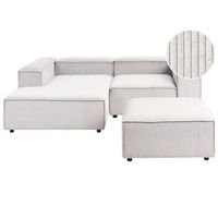 sofa modular esquinero 3 plazas moderno patas negras tapizado pana de poliester blanco crema derecho con otomana ardal