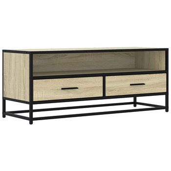 Mueble Tv Metal Y Madera Ingeniería Roble Sonoma 100x34,5x40 Cm