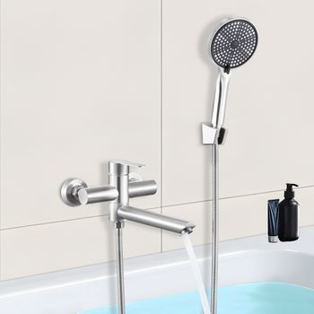 Grifo Mezclador Giratorio Redondo Con Ducha De Mano - Níquel Kit De Ducha Zmh
