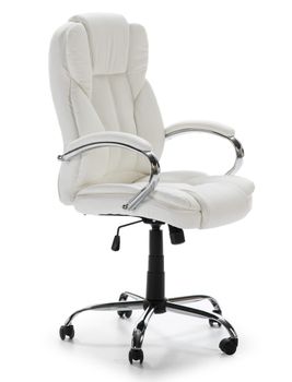Sillón de oficina elevable y reclinable piel sintética, color blanco