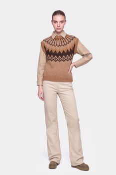 chaleco con motivo noruego sand nordic pattern xs