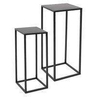 juego de 2 soportes para flores negro metal