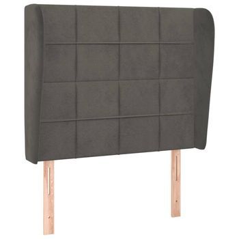 Cabecero Con Orejas De Terciopelo Gris Oscuro 83x23x118/128 Cm Vidaxl