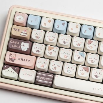 MAO perfil Sea Salt Cat PBT tinte Sub teclas lindo dibujos animados Keycap para Mx Switch Teclado mecánico 6.25u 7u espacio GMK67 Alice