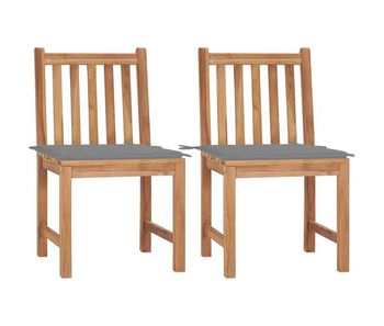 Sillas de jardin 2 unidades madera maciza de teca con cojines