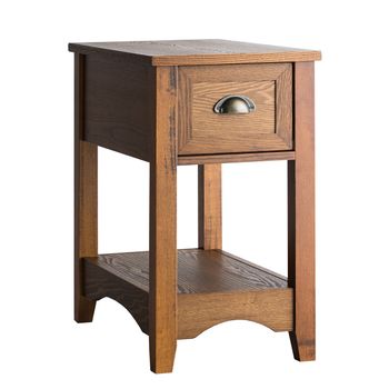 Costway Mesa Lateral Retro con 1 Cajón 1 Estante de Almacenamiento Mesita de Noche Rectangular 56 x 33 x 58,5 cm