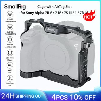 Jaula SmallRig A7R V con ranura AirTag para Sony Alpha 7R V / 7 IV / 7S III / 1/7R IV Placa de liberación rápida integrada para Arca 5583