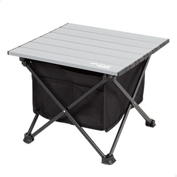 Mesa Auxiliar Plegable Camping con Almacenaje y Bolsillo, 40x35x30 Cm, Gris y Negro