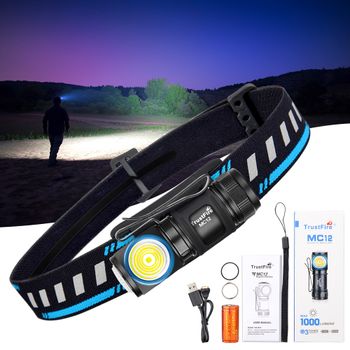 TrustFire MC12 EDC potente linterna frontal LED 1000 lúmenes lámpara de cabeza recargable magnética XP-L HI linterna de Camping