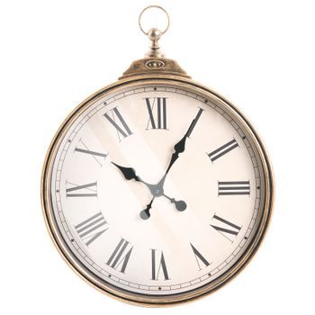 Reloj De Pared Clásico Con Marco Sintético 40 X 51 Cm Forma Redonda Accesorios Para El Hogar Dorado Gandia