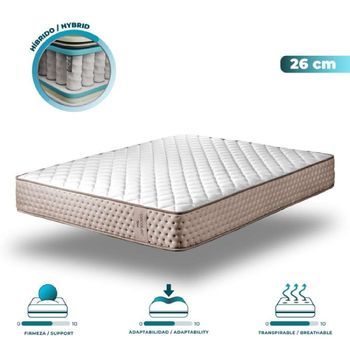 Colchón Viscoelástico Y Muelles Ensacados Flow 6790 Hybrid 135x190. Multicapa, Altura 26cm, Firmeza Alta