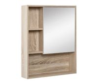 kleankin armario con espejo armario de bano montado en pared con estante ajustable en altura espacio interno estantes abiertos 60x15x76 cm grano de roble