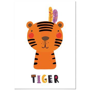 Panorama Cuadro De Aluminio Infantiles Para Habitación Animal Tigre 70x100 Cm