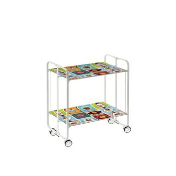 Carrito Auxiliar Plegable Bauhaus Con Ruedas - Armazón Metálico Blanco, 2 Niveles Y 4 Posiciones Ajustables,,21